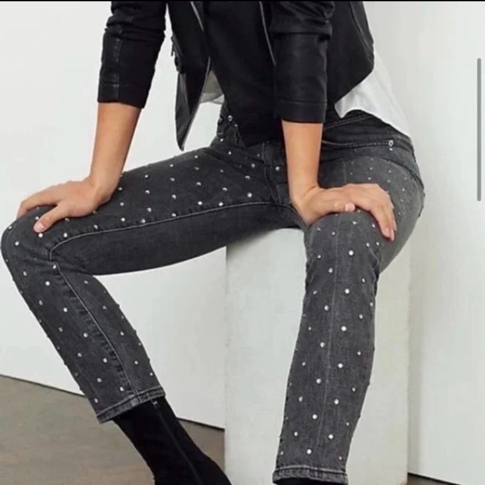 NWT Pilcro for Anthropologie Studded Ultra High Rise Jeans Size 28